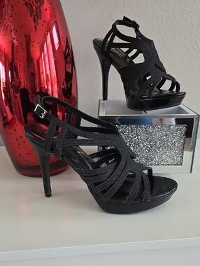Black Strappy High Heel Sandals